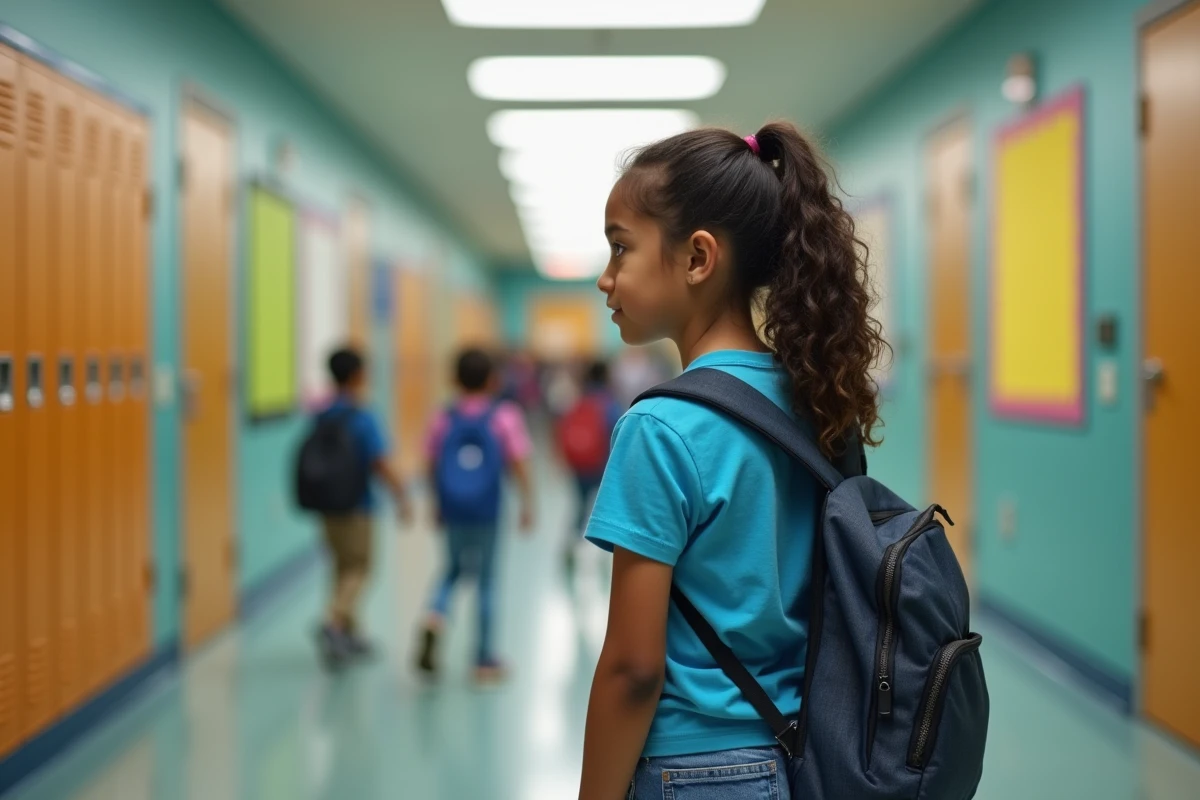 Fille de 10 ans dans un couloir d
