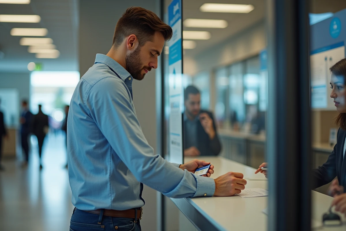 Jeune homme parlant avec un conseiller bancaire
