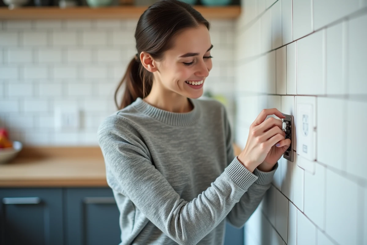 Jeune femme vérifie les composants d